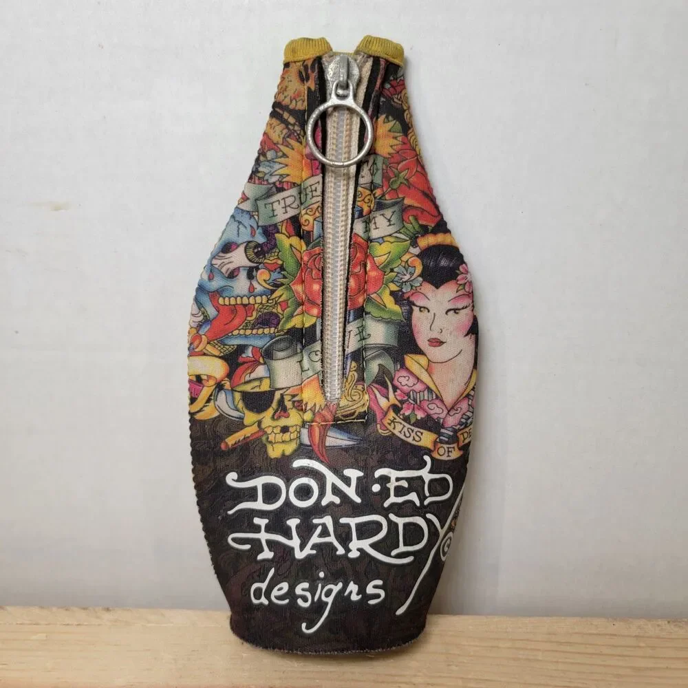 Ed Hardy Tall Bottle Zip Koozie